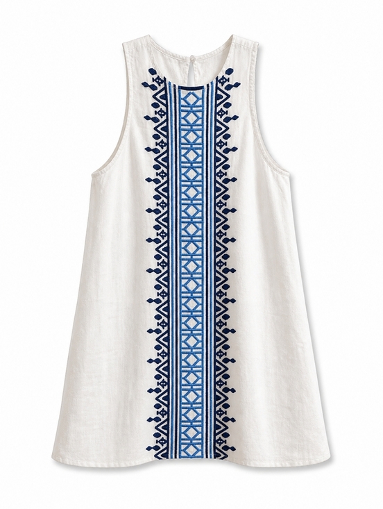 Tommy Bahama Dresses & Skirts - Tommy Bahama White Sleeveless Shift Dress with Blue Embroidered Panel Sz XL